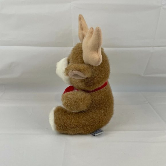 Vtg Alegria Tan Red Nosed Reindeer 10" Plush Stuffed Animal Red Christmas Scarf - Picture 4 of 6